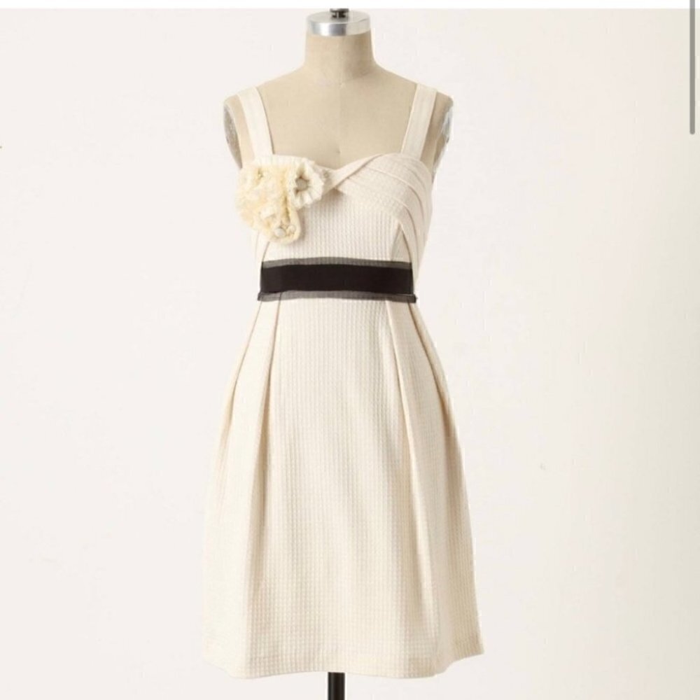 Deletta Dress Beige Black Floral Size Medium - Picture 1 of 11